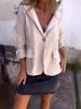 2024 Ранняя осень Женский большой размер Свободный пиджак из хлопка и льна с лацканами с вырезом и пуговицами