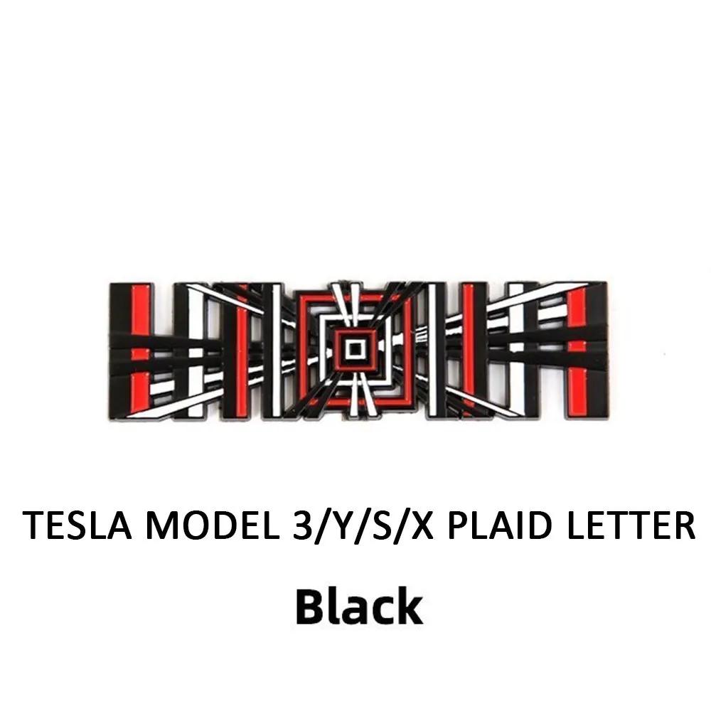 Plaid For Model 3 Y S X Tail Tag Trunk 3D Logo Zinc Alloy Vehicle Label Emblems PLAID Badge Creative Decoration Stickers