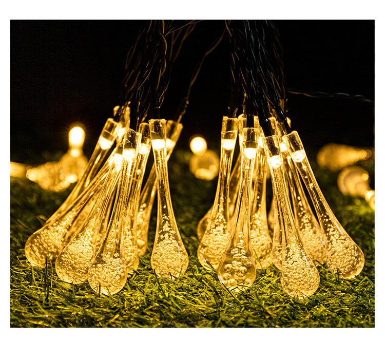 Солнечная гирлянда с каплями воды, украшение для сада, внутреннего двора, балкона, рождественская гирлянда с каплями воды