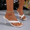 Fashion Slippers Women 2025 Plus Size New Women’s High Heels Summer Outdoor Square Toe Thin Heel Sandals Concise Party Dress Flip Flops