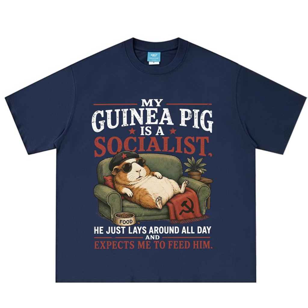 Funny Guinea Pig Socialist Cavy Quote Graphics Tshirt Unisex Unisex Fashion HipHop Tshirt Summer Loose Casual Cotton Tshirts