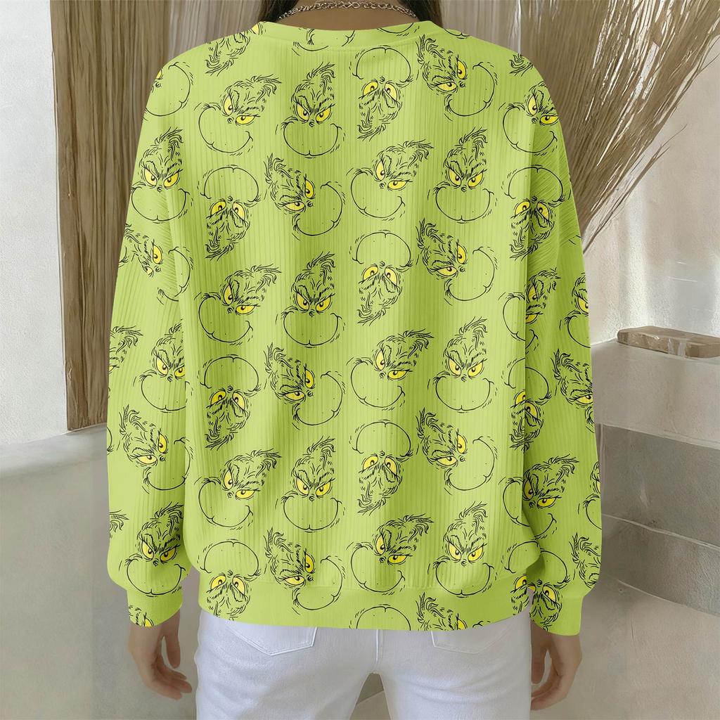 Women's Loose Comfortable Casual And Fashionable Round Neck Pattern Long Sleeved Sweatshirt