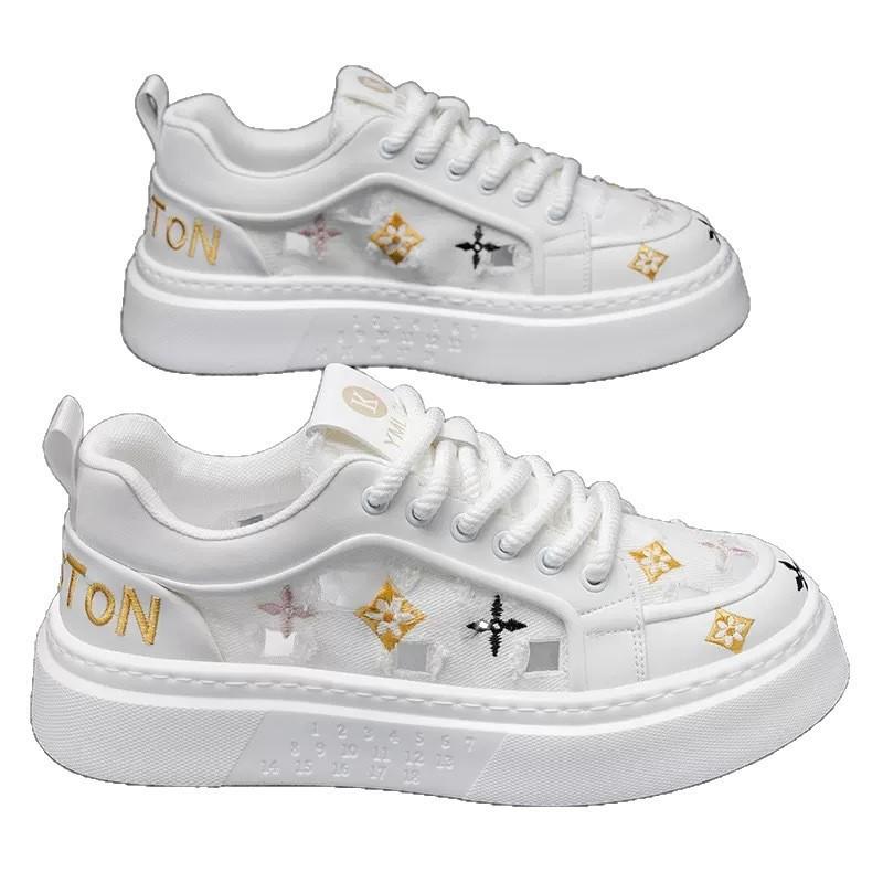 Летняя удобная и дышащая спортивная и повседневная обувь мужская на толстой подошве увеличивающая рост цветная универсальная с принтом повседневная обувь