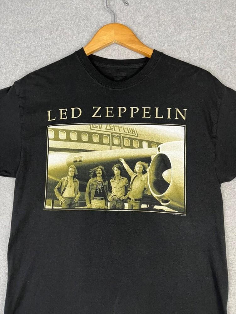 Винтажная футболка Led Zeppelin Мужская Черная 2005 Самолет Английский Рок Хэви-метал Унисекс Футболка
