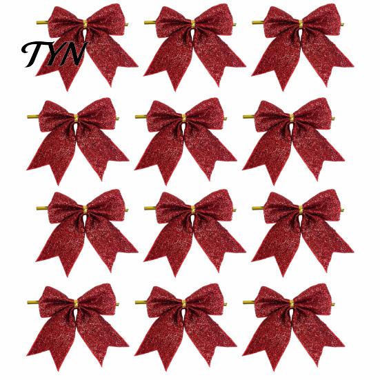 Luxury Style Christmas Tree Toppers Glitter Bow, Gold Sparkling Ribbon Hanging Ornament for Versatile Fabric Bows Parties Wreath Gift Box,