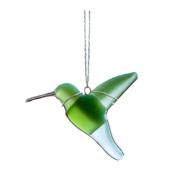 Sea Glass Bird Ornaments Handmade Ocean Style Hummingbird Bluebird Hanging Decoration Sea Glass Art Keepsake for Coastal Xmas Tree Decor