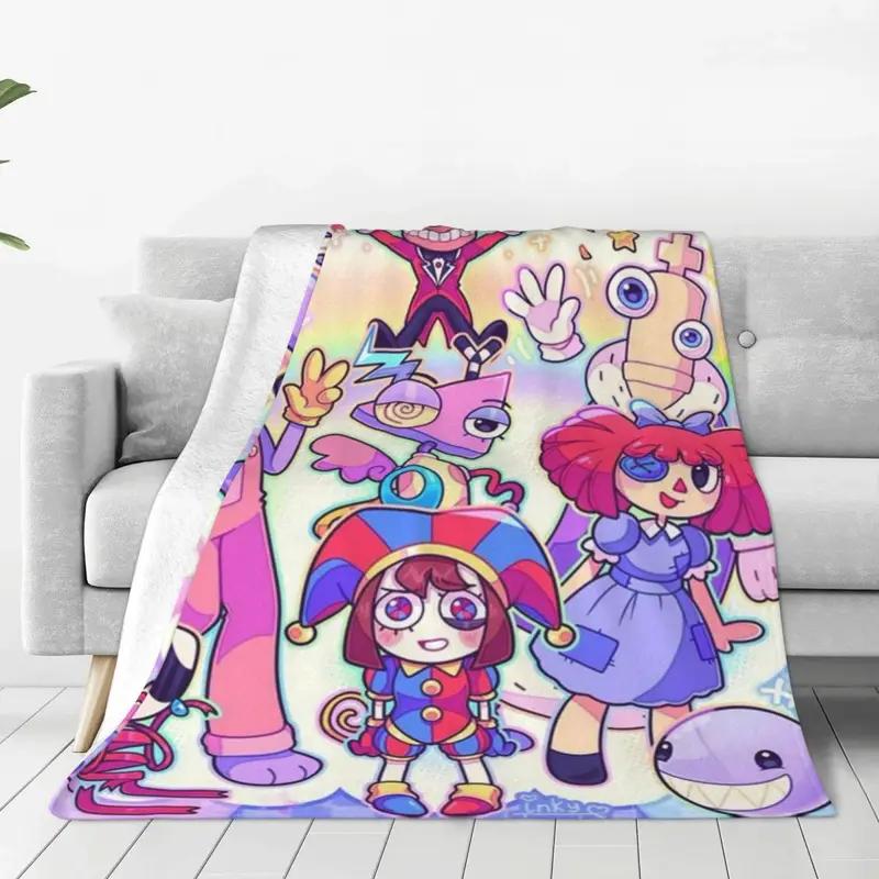Anime The Amazing Digital Circus Blankets Fleece Spring Autumn Multi function Ultra Soft Blanket for Sofa Travel Bedspread