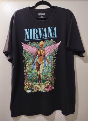 Nirvana In Utero Ангельская группа Черная футболка с коротким рукавом XL С графическим принтом Spencer Gifts