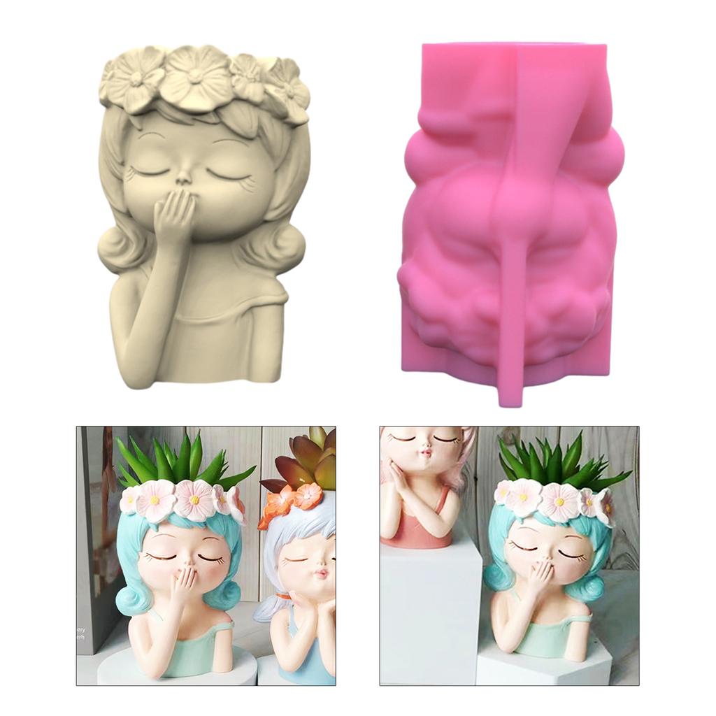 Geometric Garland Girl Gypsum Silicone Molds Storage Box Mold for Making Succulent Plant Pot Flower Pot Pen Holder