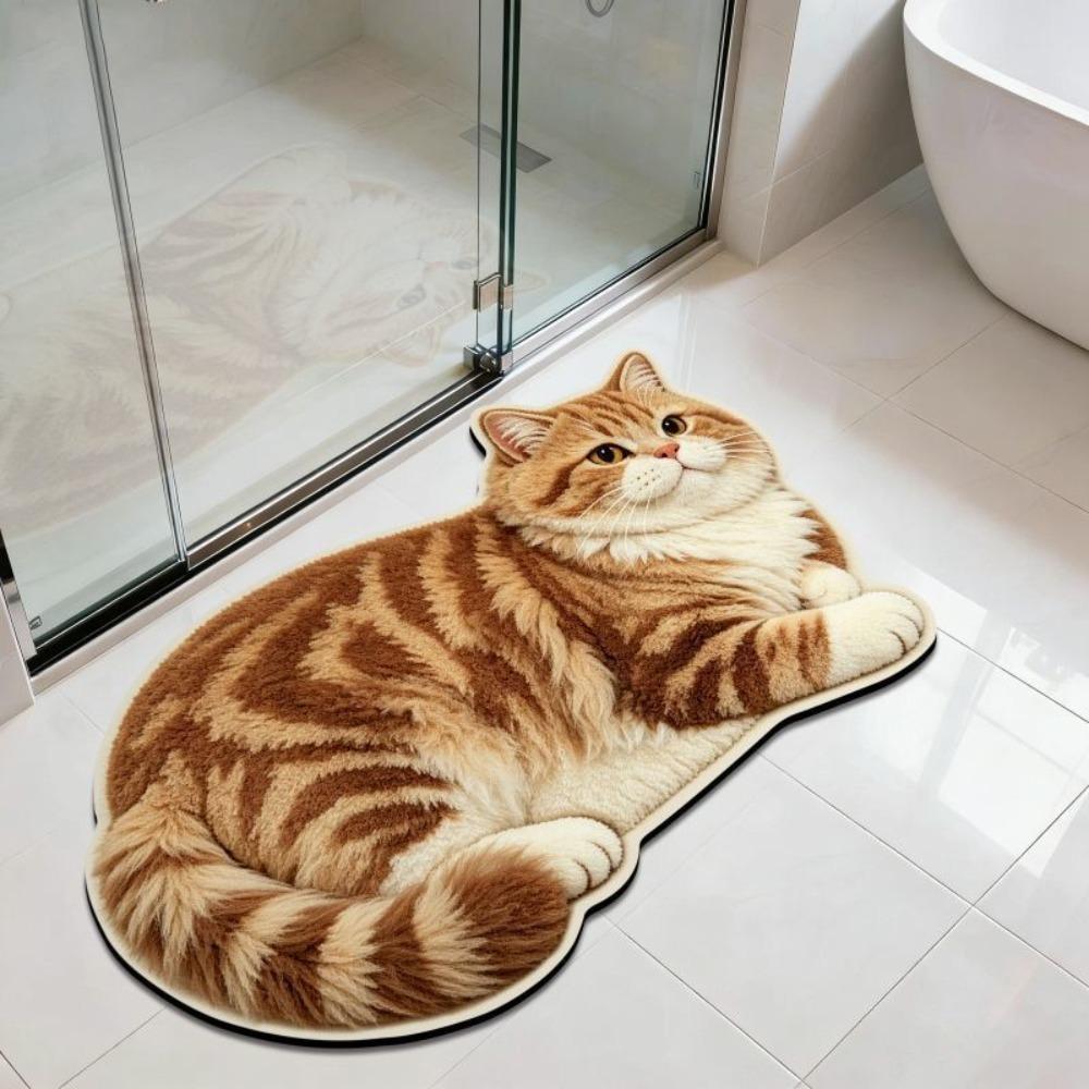 Non-slip Cute Cat Floor Mat 40*60cm Bedroom Door Small Rug Durable Floor Mat for Table Bedside
