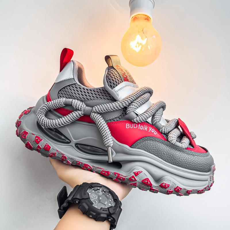 Модные мужские кроссовки на платформе Весна Лето Дышащая сетка Спортивная обувь Мужские Повседневные Кроссовки для Папы Баскетбольные Кроссовки Кроссовки для Бега Tenis Masculino