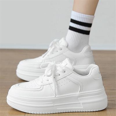 Белые туфли женские 2024 осень уличные кроссовки для женщин зимние толстые подошвы увеличение высоты доски повседневная обувь кроссовки