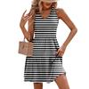 Women's Summer Fashion Casual V-Neck Pleated Patchwork Sleeveless Print Vest Dresses