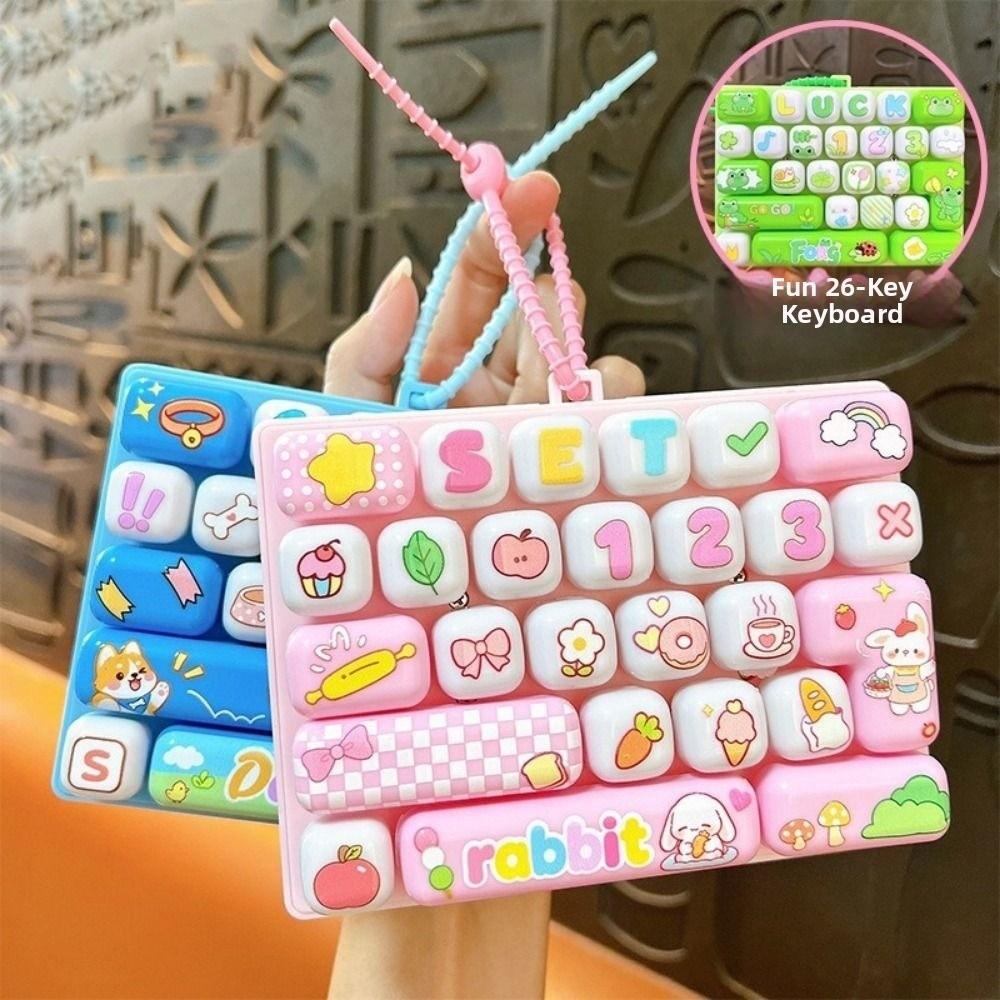 Cute Mini Keyboard Pendant Small Gift Button Fidget Toy 26 Key Keyboard Keychain Party Favor