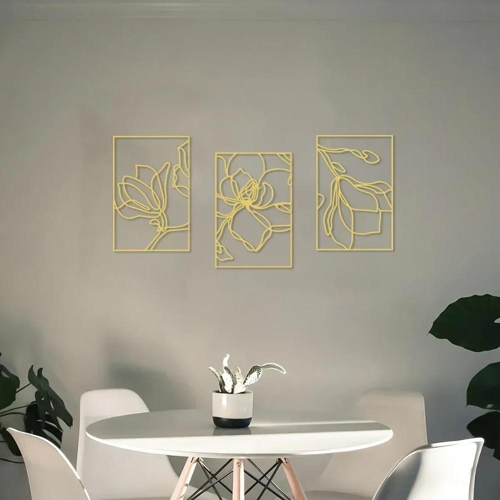 Металлические настенные украшения Большие золотые декоративные рамки Элегантные цветочные произведения искусства, стильный металлический настенный декор Идеально подходит для уникального украшения стен