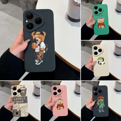 Для Huawei Pura 80 Pro Nova 4E 5T Y70 Y72 6 7 8 9 SE Y61 Y90 Чехол для телефона 'Милый мишка' Жидкий силикон Противоударная защита Мягкие чехлы Для Huawei Shell