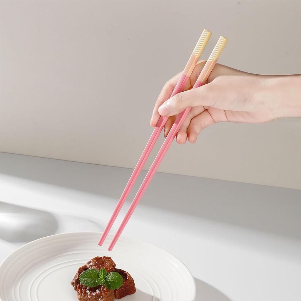 Chopsticks Reble Dishwasher Safe, 9.57 inches Pink Non-slip Lightweight Fiberglass Chop Sticks, Asian Cuisine Japanese Chinese Chopstick Gift Set, 5