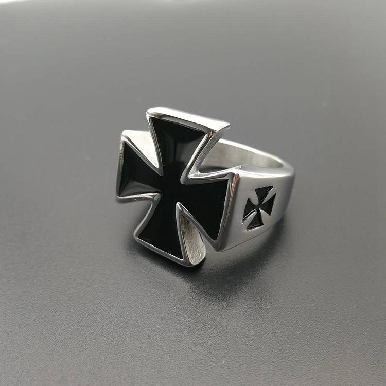 Винтажные серебристого цвета мужские кольца из нержавеющей стали Броня Щит Тамплиер Крест Крестоносца Средневековый Печать Ретро для Мужчин