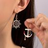Creative Helm/ Anchor Design Enamel Asymmetric Earrings Cute Vacation Style Zinc Alloy Jewelry Delicate Female Gift