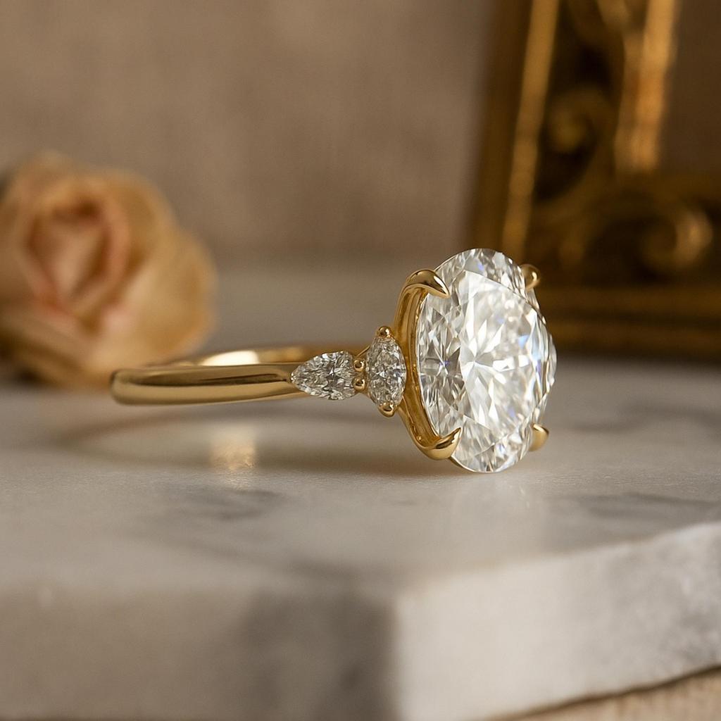 Овальное обручальное кольцо с кубическим цирконием и боковыми камнями маркиз – серебро 925 пробы с покрытием из желтого золота, сольный дизайн, свадебное украшение для невесты, подарок для нее