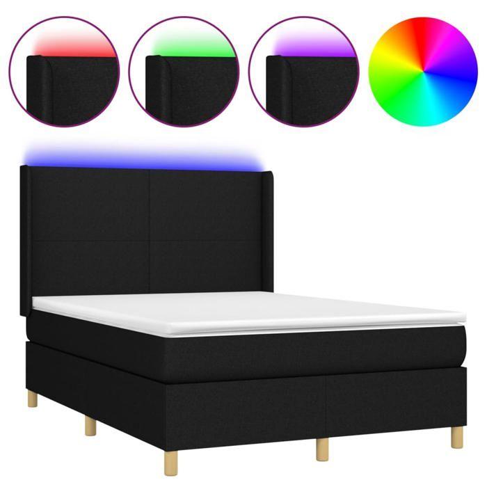 Maison Exclusive - Sommier à lattes de lit matelas et LED Noir 140x200 cm Tissu