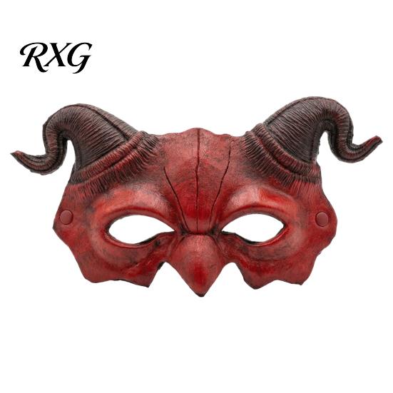 Horned Demon Mask Halloween Ram Horn Mask, Horror Devil Half Face Gothic Lightweight Masquerade for Cosplay Costume Party Foam
