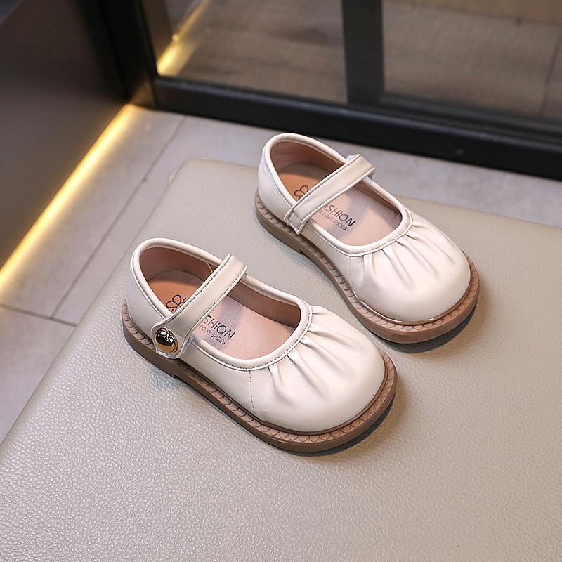Spring Autumn Girls' Flat Shoes Fold Kids Leather Shoe School Solid Color Causal Children Princess Shoes Fashion Versatile New