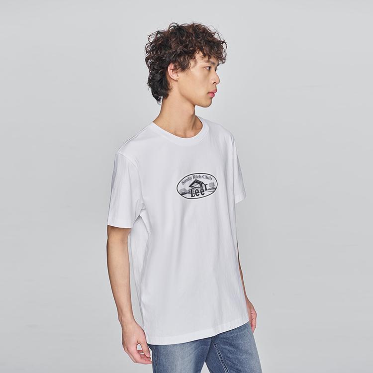 Lee T-Shirts Men's White Crew Neck Moderate LMT0100403RX00FK14000
