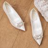 Fashion Silk Bridal Wedding Shoes Woman 5cm High Heels Crystal Buckle Pumps Ladies Traf Loafers Zapatos Mujer Big Size 34-43 Escarpins