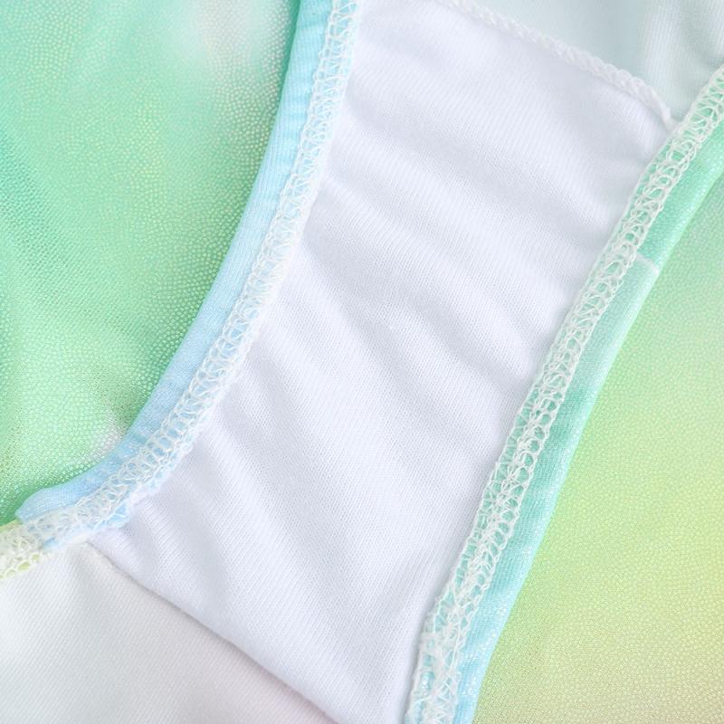 Детский балетный гимнастический купальник с длинными рукавами для девочек, эластичный купальник с градиентным принтом, блестящая танцевальная одежда, боди для детей 5-12 лет