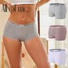 Allofme Women Cotton Boxer Panty Soft and Comfortable Briefs Solid Color Lingerie