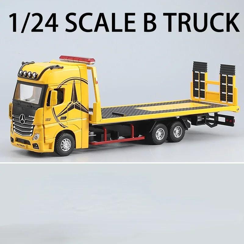 EFVAK1 1:24 Mercedes-Benz 1851 Flatbed Trailer Alloy Truck Model Car Diecast Toy Car Simulation Sound & Light Toys For Children Gift