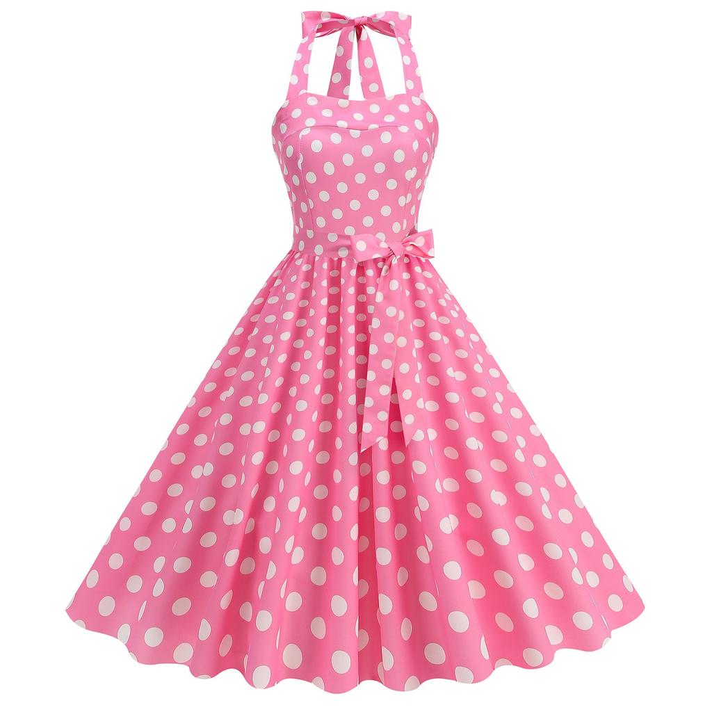 Женское модное сексуальное платье без рукавов с принтом в стиле ретро с большим качелями