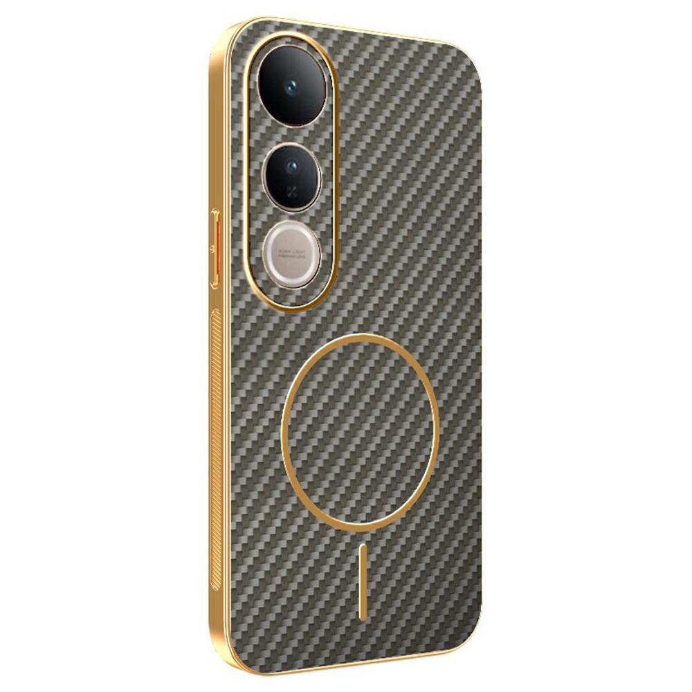 For vivo V50 Lite 4G/5G Phone Case Carbon Fiber Textured Electroplated TPU Back Cover