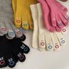 Cute Solid Color Knitted Wool Warm Gloves, Women's Winter Fingers Can Be Divided by Students, Cold-proof Riding Cartoon