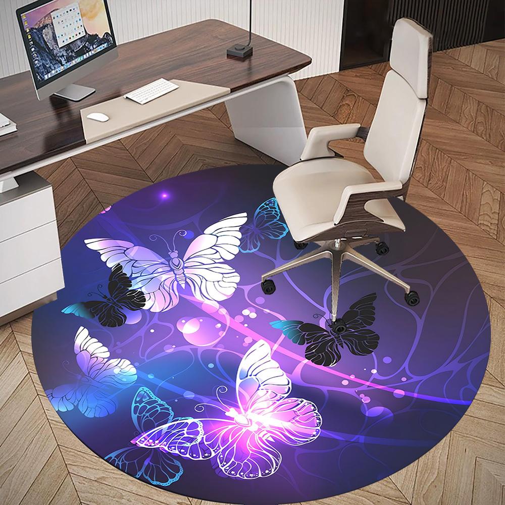 1pc Butterfly Circle Round Chair mat Area Rug - Non-Slip, Floor Mat for Office, Bedroom, and Indoor Decor c1125189