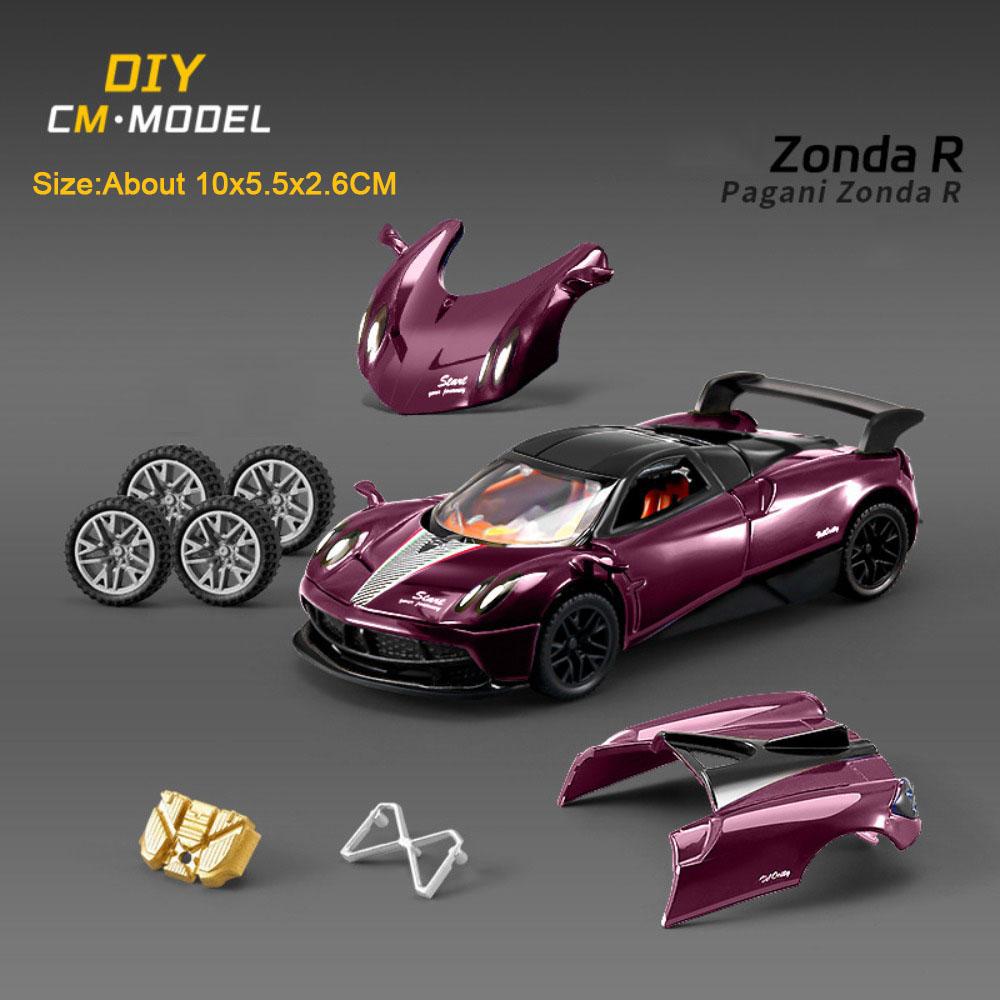 1:43 AE86 Pagani Zonda R Sports Car Model Toy Alloy Diecast DIY Detachable Miniature Vehicles Models Toys for Kids Best Gifts