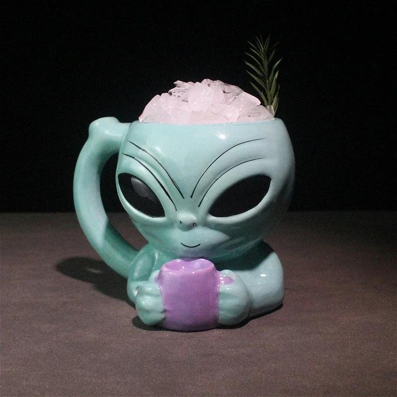 TIKI Cup Home Decor Creative Alien Ornament Bar Ceramic Wine Cup Halloween Cocktail Mug Drinkware Home Decoration Christmas Gift