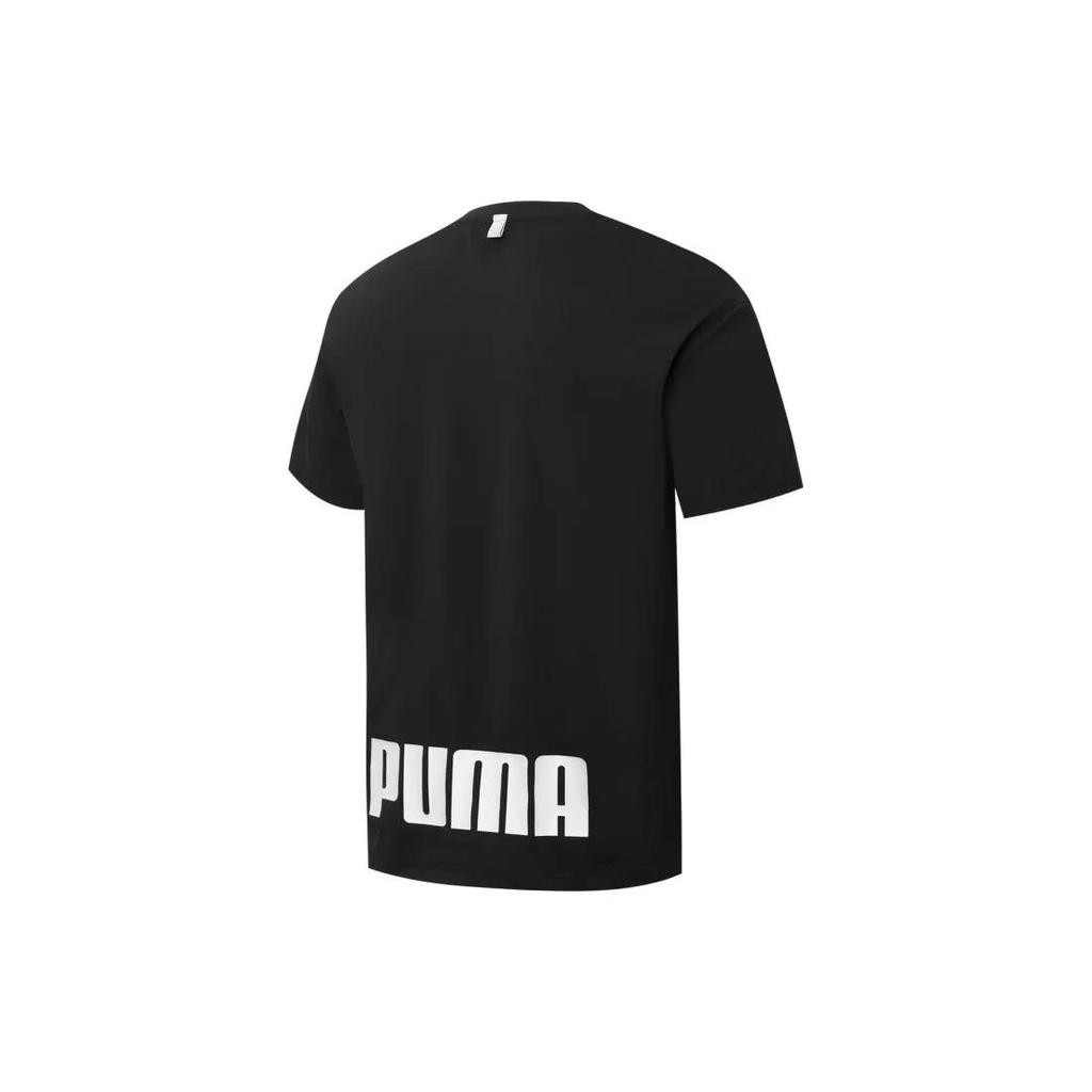 PUMA T Shirts Unisex Black Crew Neck Moderate Straight Fit (Unisex) T-Shirts 671962 01