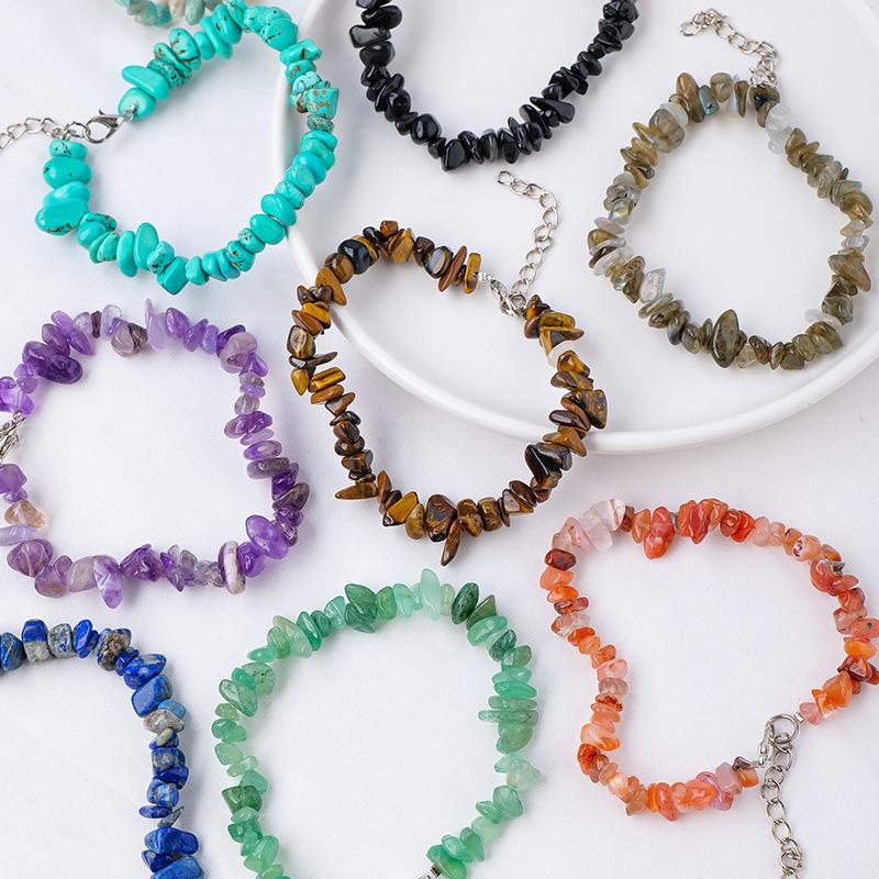 Браслет из натурального хрустального гравия, браслет из нерегулярного агата, модные ювелирные изделия из хрустальных камней