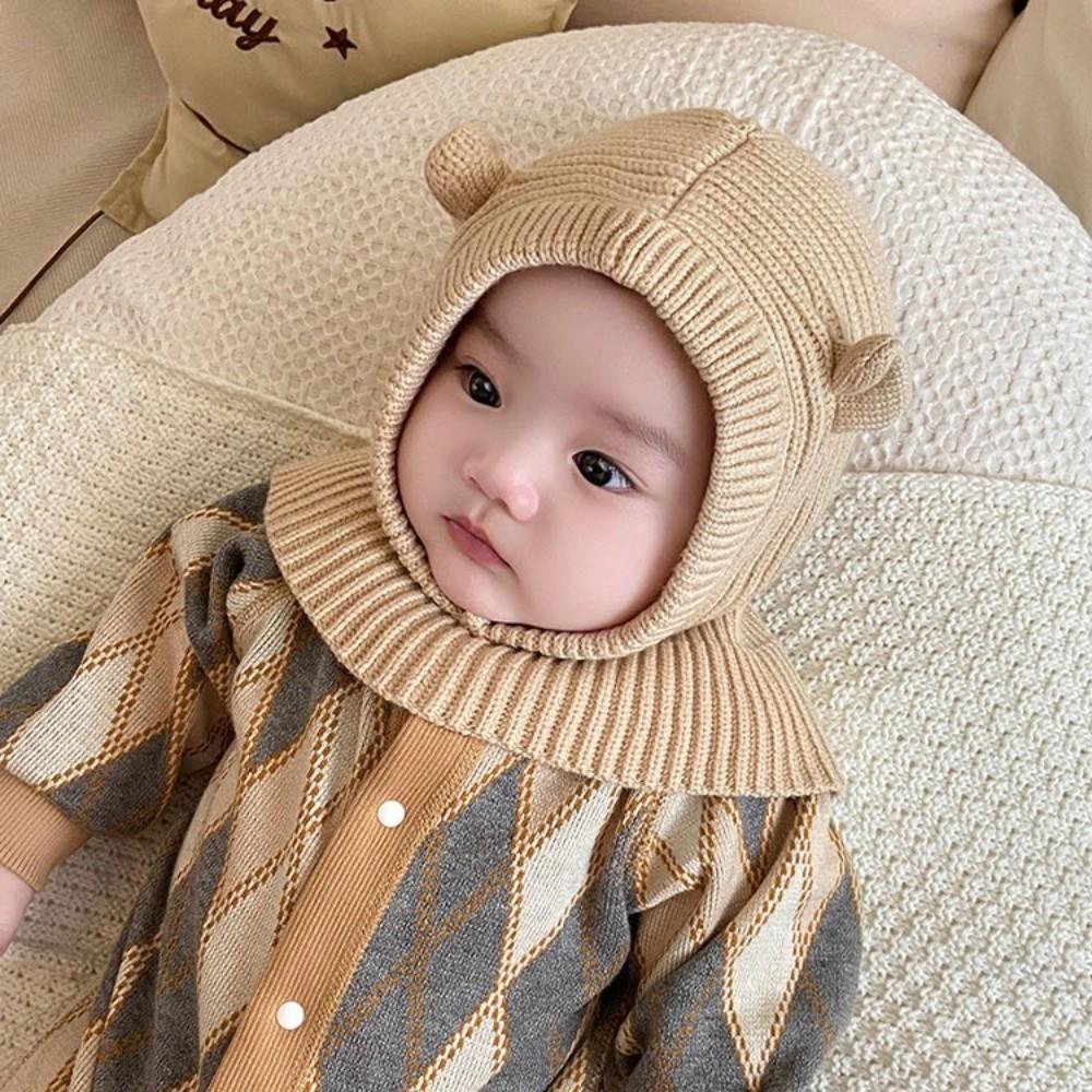 Windproof Ear Protection Hat Cute Big Eyes Plush Infant Knitted Cap Beanie Hat  Autumn and Winter