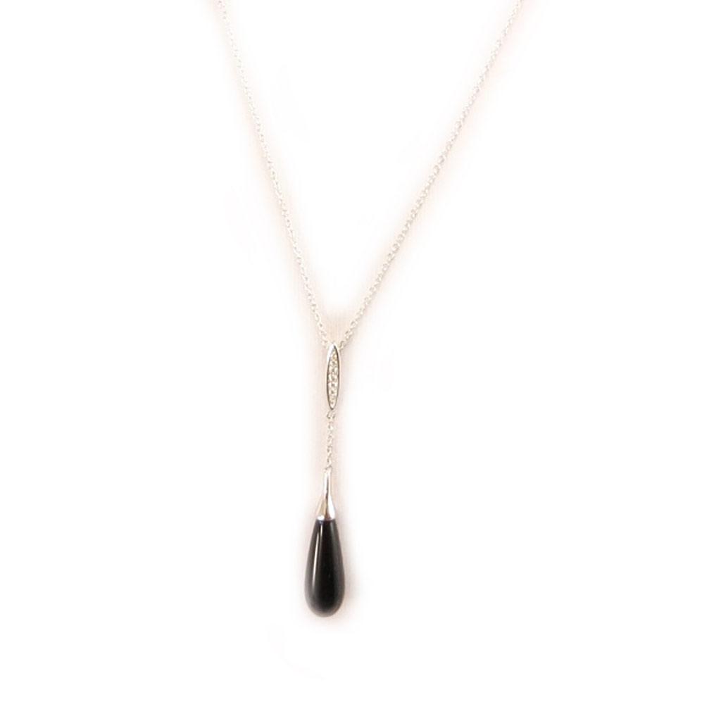 Les Trésors De Lily [L4601] - Silver Necklace 'Eva' Black Silver (rhodium-plated) - 50x8 Mm