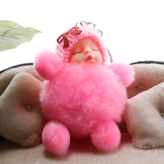 Плюшевая кукла с пушистым помпоном и бантом, подвесной кулон, брелок для ключей