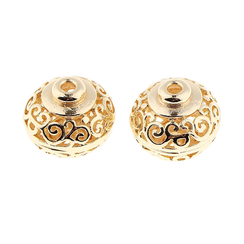 2x полые филигранные распорные бусины с покрытием, свободные бусины для ювелирных изделий 17X10MM
