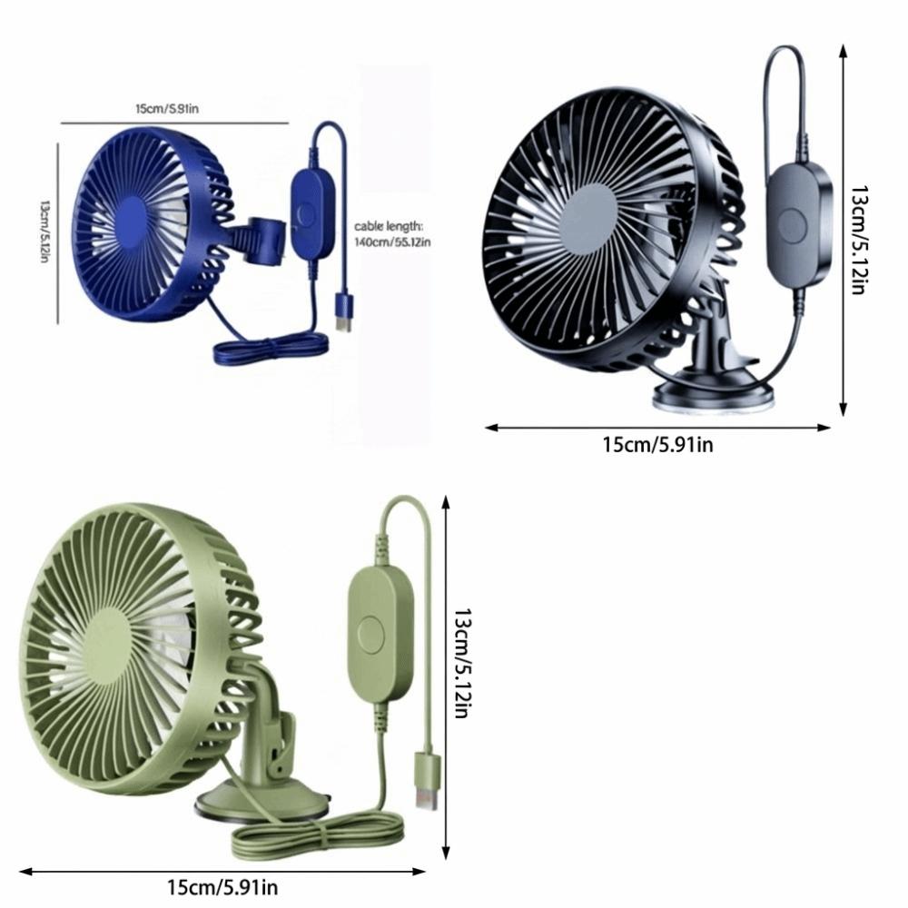 Quiet Operation Dual-Head Car Fan Multi-Angle Adjustable Electric Fan Driving Environment