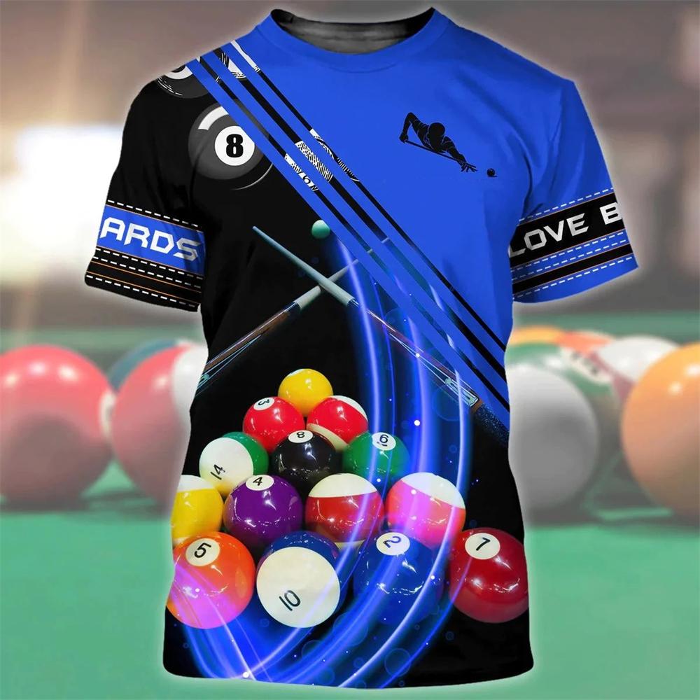 Funny Billiards 3D Printed Summer Fashion Simple Men's And Women's Casual Sports Daily New Round Neck Short Sleeve T-shirt Tops