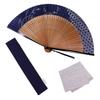 Fan Stylish Business Fan Bag Fan Holder Set with Handkerchief Engi Pattern Kissho Dragonfly [Osaka Choseido] Men's