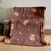 Cute crowned animals and yellow stars with crescent moons on brown. for all seasons blanket lunch break throw gift
