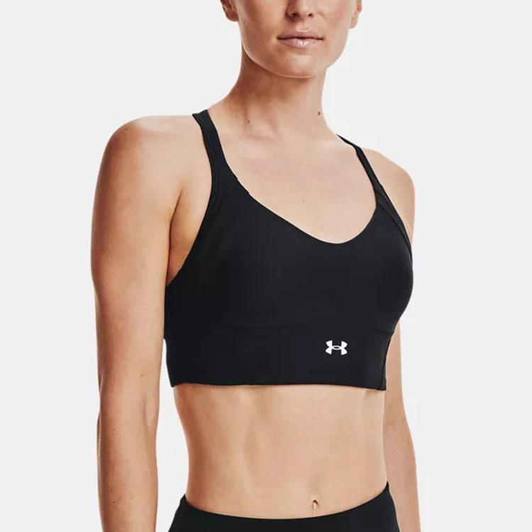 Under Armour Infinity Rib Solid Training Mid-Intensity Sports Bra Women Underwear Black 1365772-001
