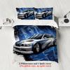 3pcs Sports Car Racing Print Bedding Set 1 Quilt Cover + 2 Pillowcases Unfilled, Skin-friendly, Breathable, Anti-pilling